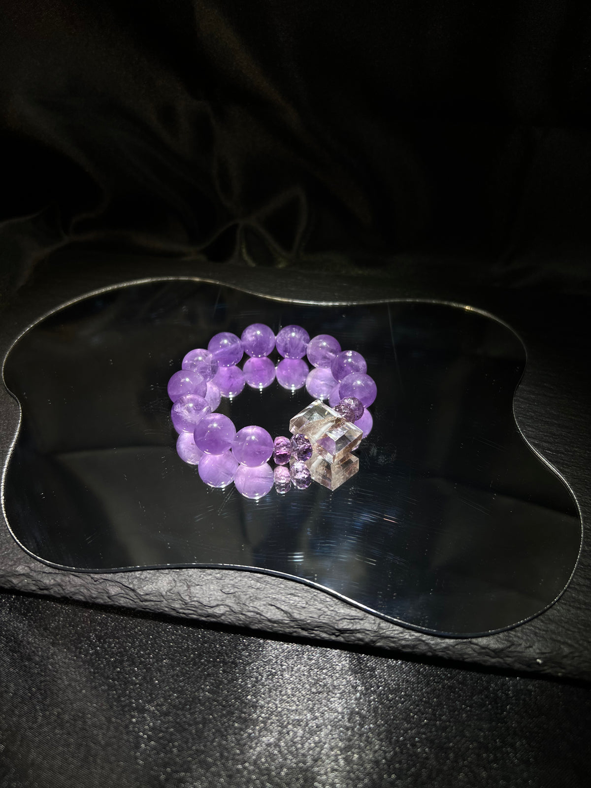 Amethyst & Phantom Quartz Bracelet – worn and styled