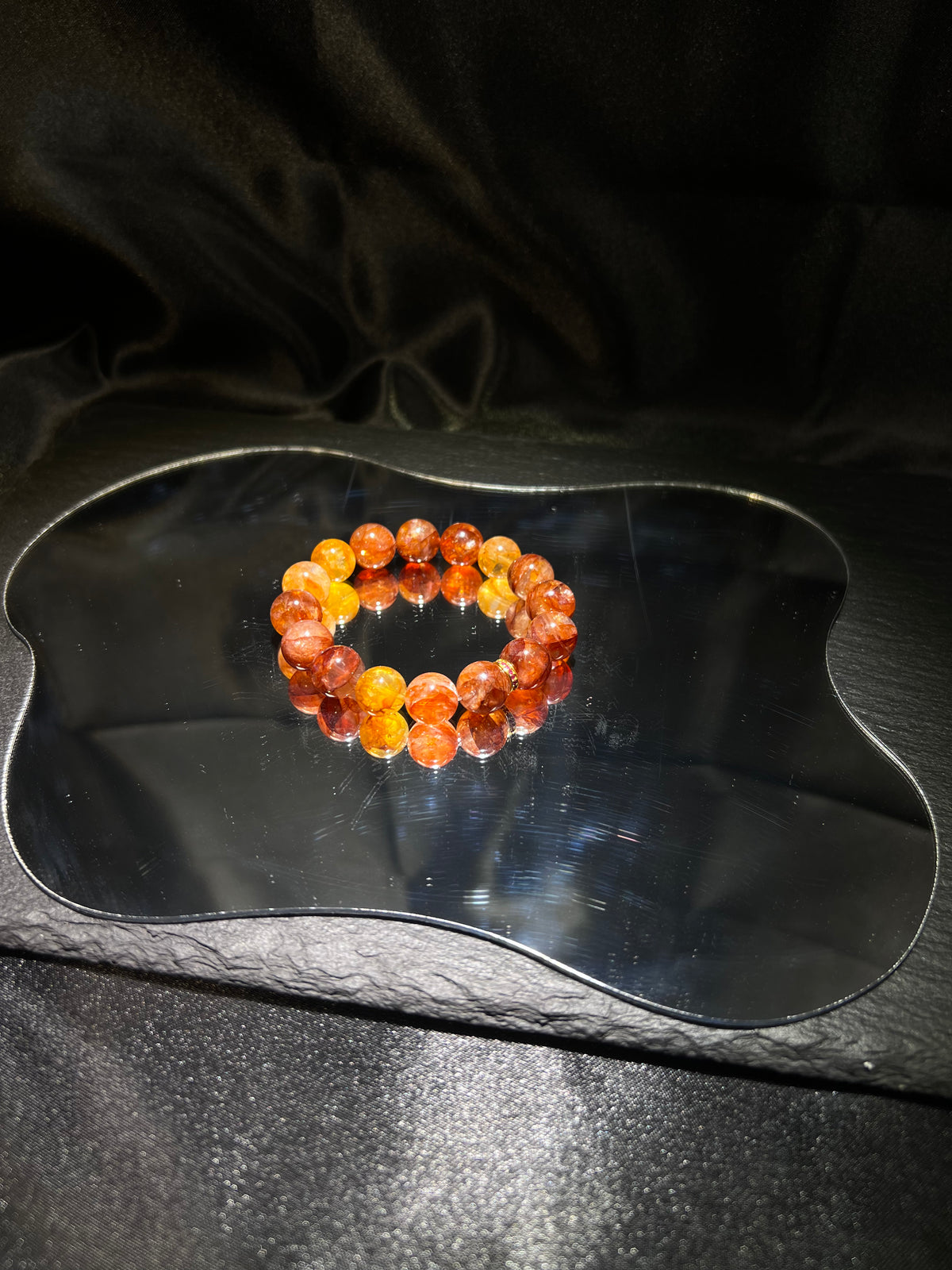 Red & Yellow Hematoid Quartz Bracelet – worn and styled
