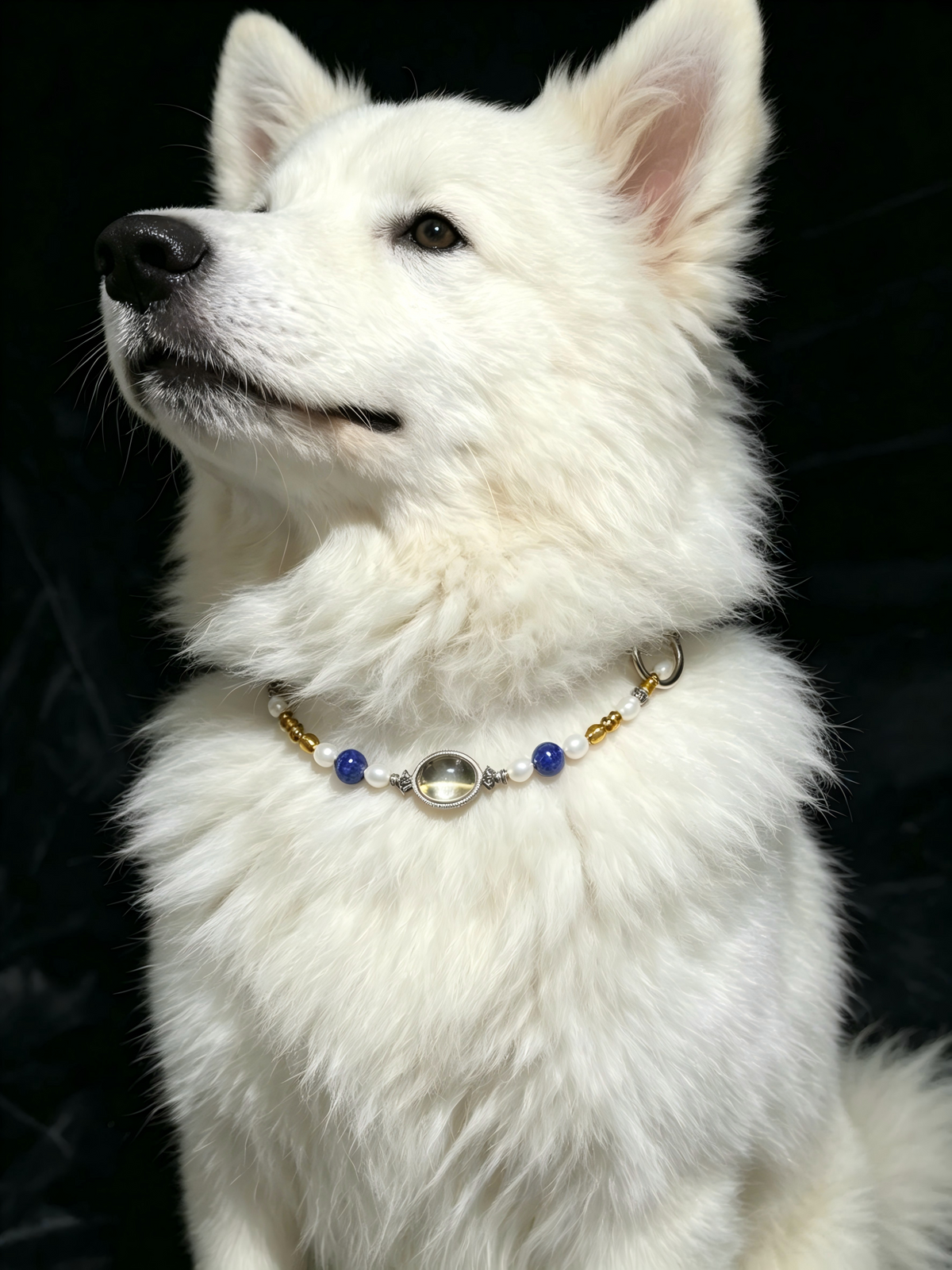 Pearl & Lapis Lazuli Pet Collar – natural crystal jewelry by Joyseven