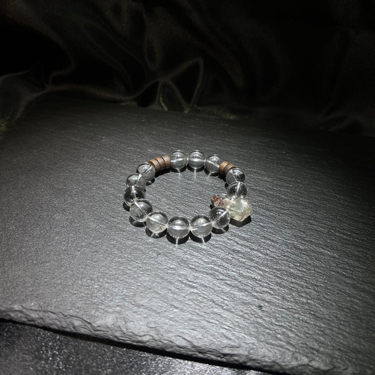 Double-Terminated Colorful Phantom & White Quartz Bracelet – natural crystal jewelry by Joyseven