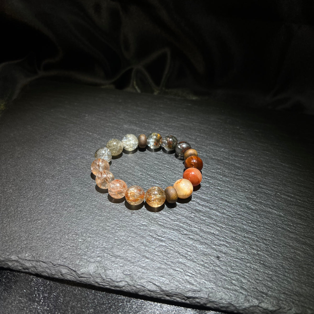 Red Phantom & Rabbit Hair Bracelet – natural crystal jewelry by Joyseven