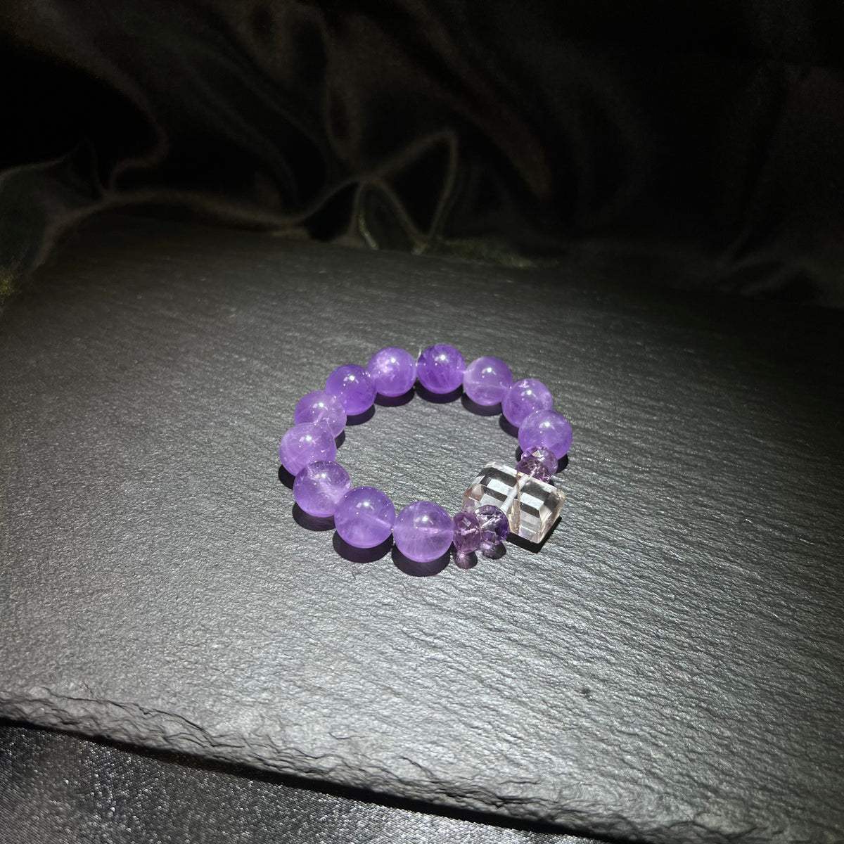 Amethyst & Phantom Quartz Bracelet – natural crystal jewelry by Joyseven