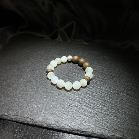 Moonstone & Agarwood Bracelet – natural crystal jewelry by Joyseven
