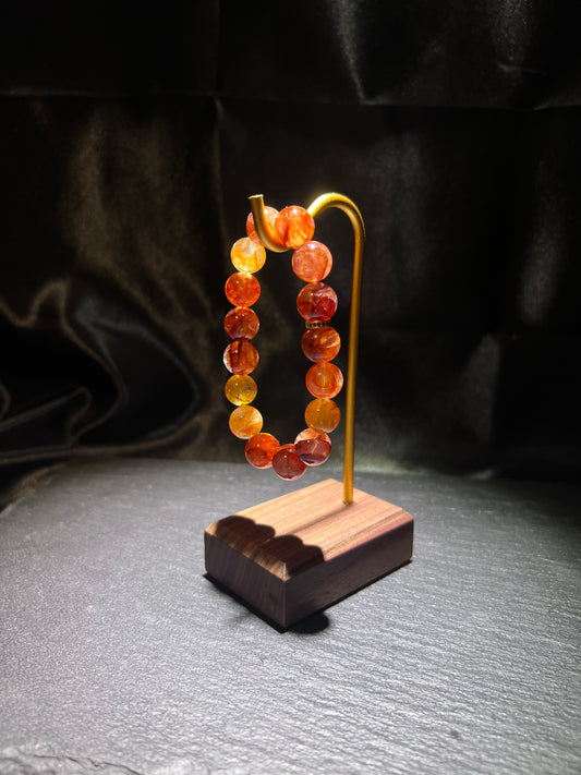 Red & Yellow Hematoid Quartz Bracelet – close-up detail of natural crystal