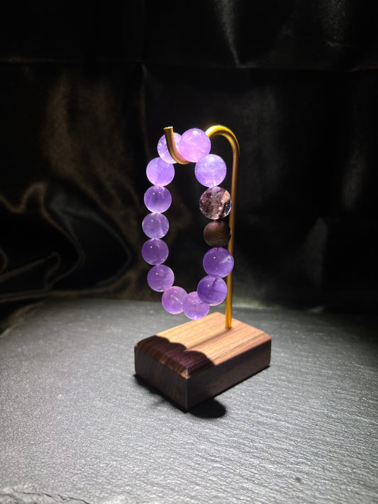 Amethyst & Colorful Phantom Bracelet – close-up detail of natural crystal