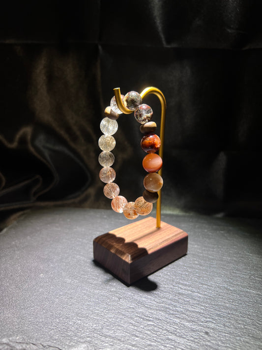 Red Phantom & Rabbit Hair Bracelet – close-up detail of natural crystal