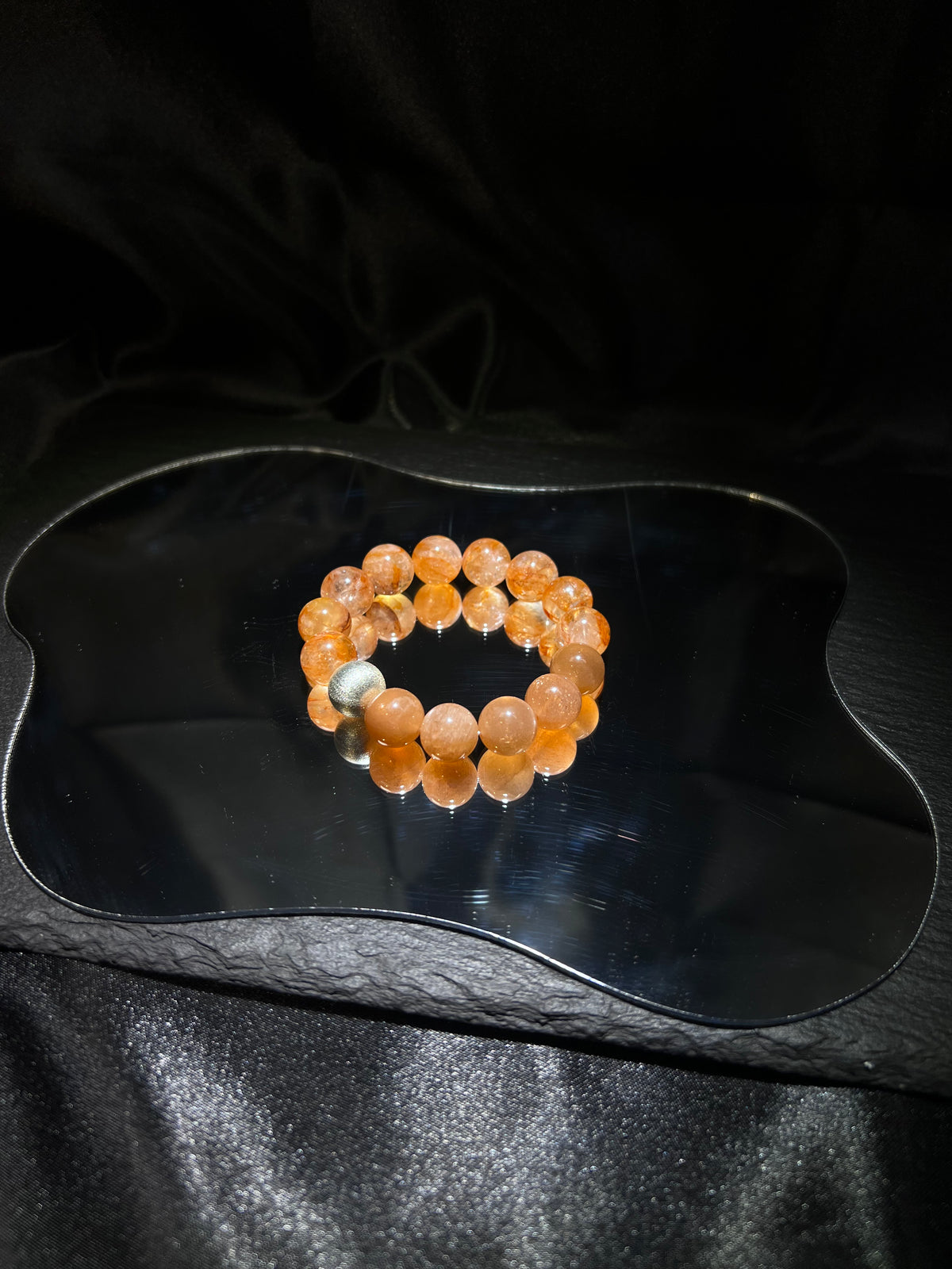 Hematoid Quartz & Sunstone Bracelet – worn and styled