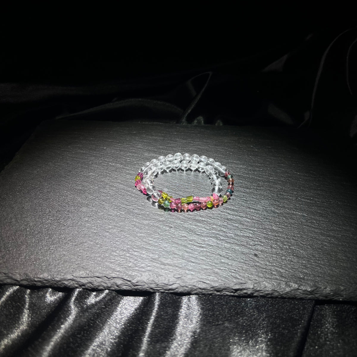 2-Ring Tourmaline BB & Clear Quartz Bracelet – natural crystal jewelry by Joyseven