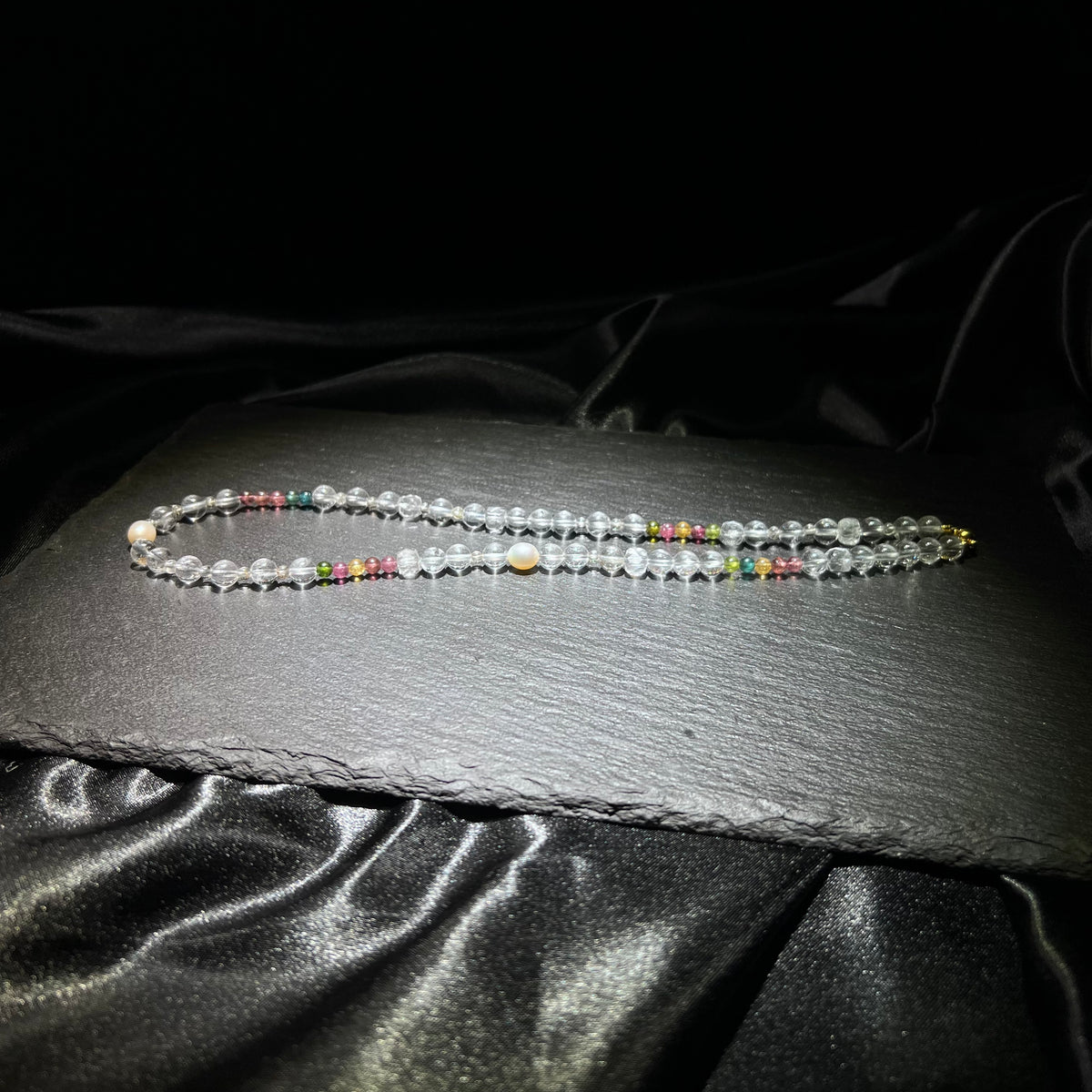 White Crystal & Tourmaline BB Necklace – natural crystal jewelry by Joyseven
