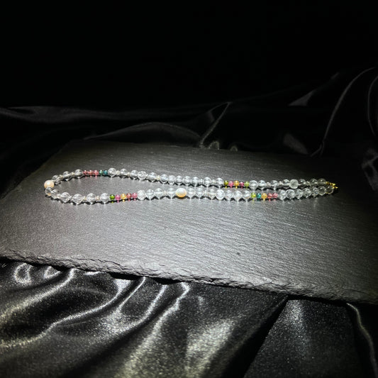 White Crystal & Tourmaline BB Necklace – natural crystal jewelry by Joyseven