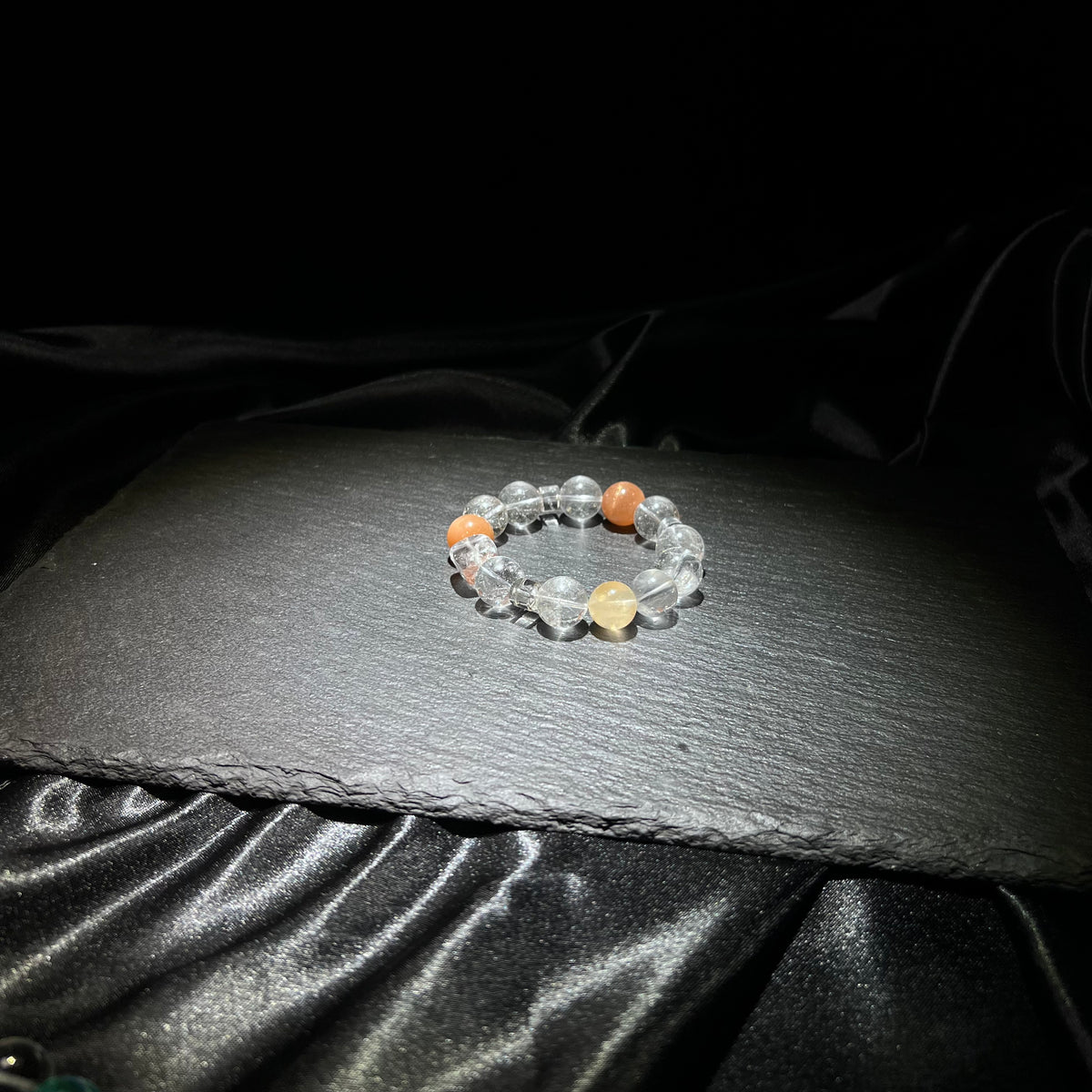 Sunstone & White Crystal Bracelet – natural crystal jewelry by Joyseven