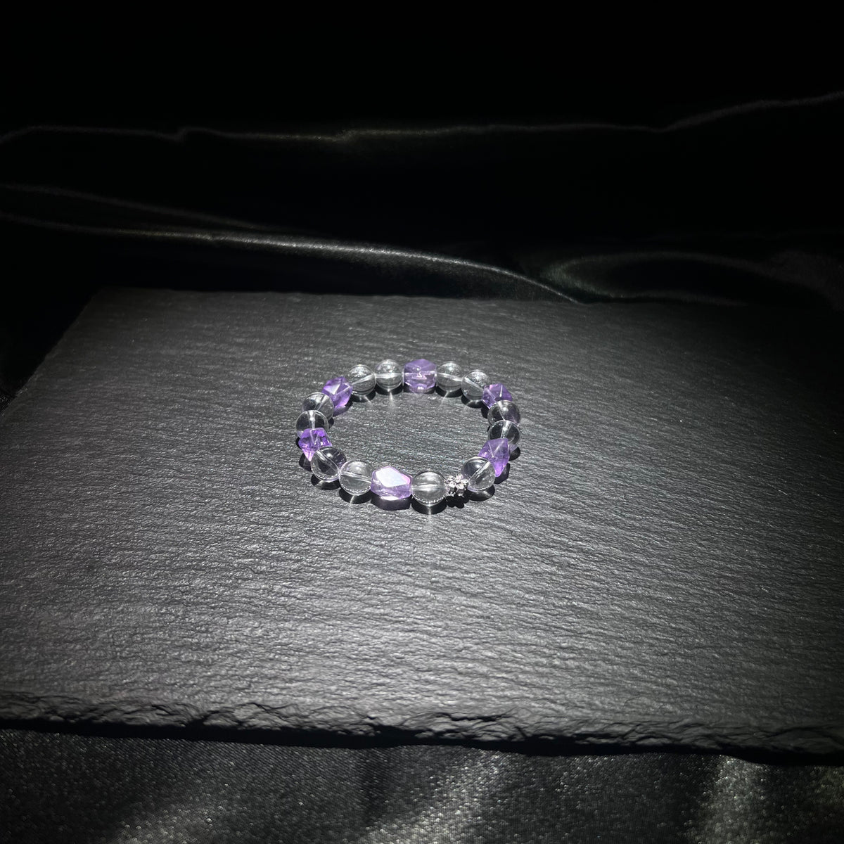 White Quartz & Amethyst Bracelet – natural crystal jewelry by Joyseven