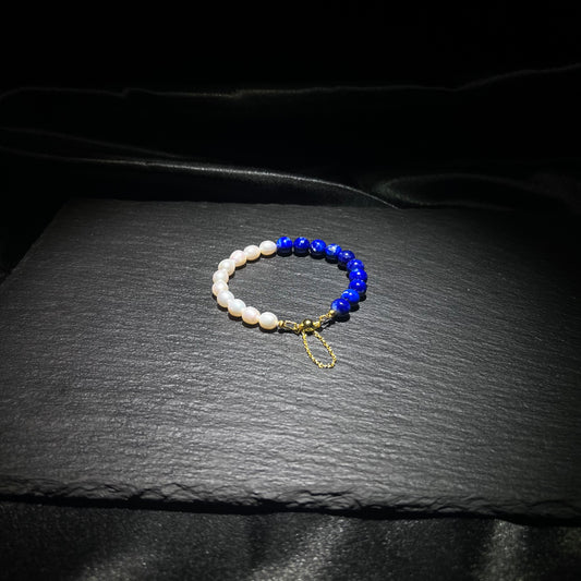 Lapis Lazuli & Baroque Pearl Bracelet – natural crystal jewelry by Joyseven