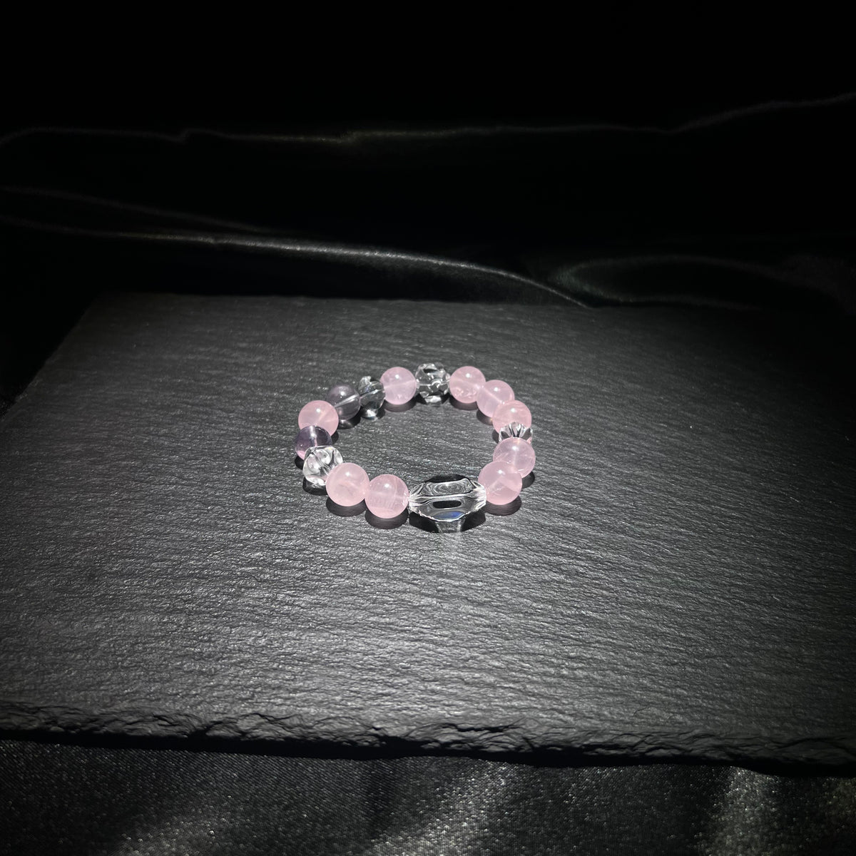 Rose Quartz & White Crystal Bracelet – natural crystal jewelry by Joyseven