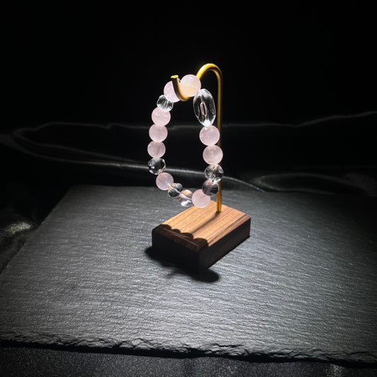 Rose Quartz & White Crystal Bracelet – close-up detail of natural crystal