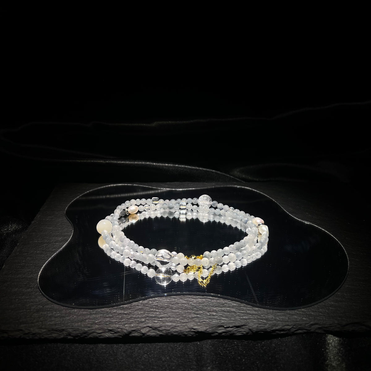 3-Ring Rabbit Hair & Pearl Necklace – worn and styled
