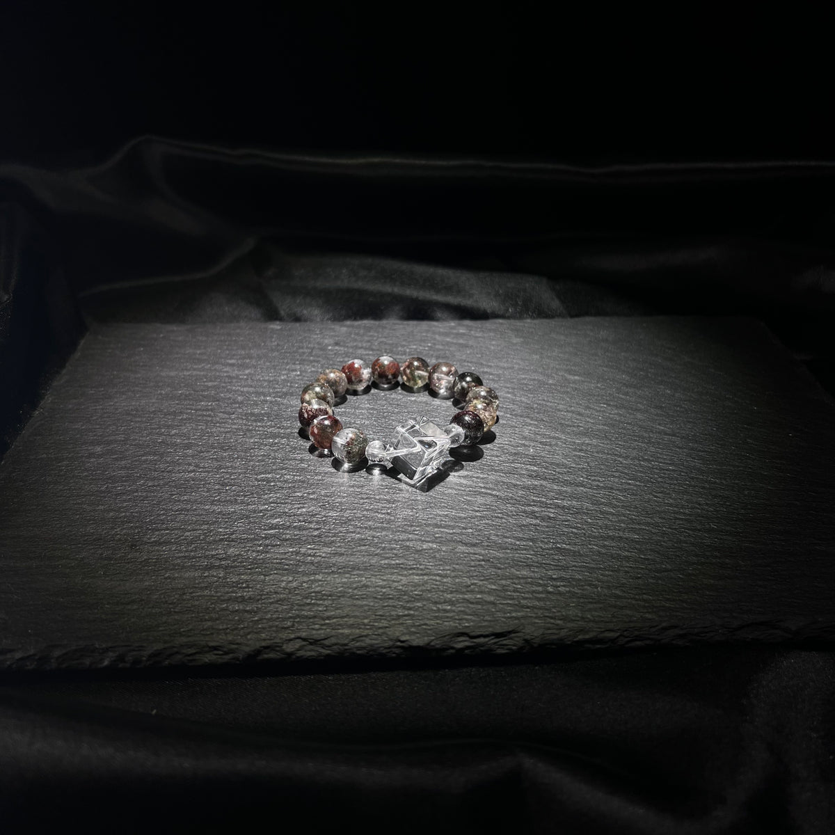 White Quartz & Red Phantom Bracelet – natural crystal jewelry by Joyseven
