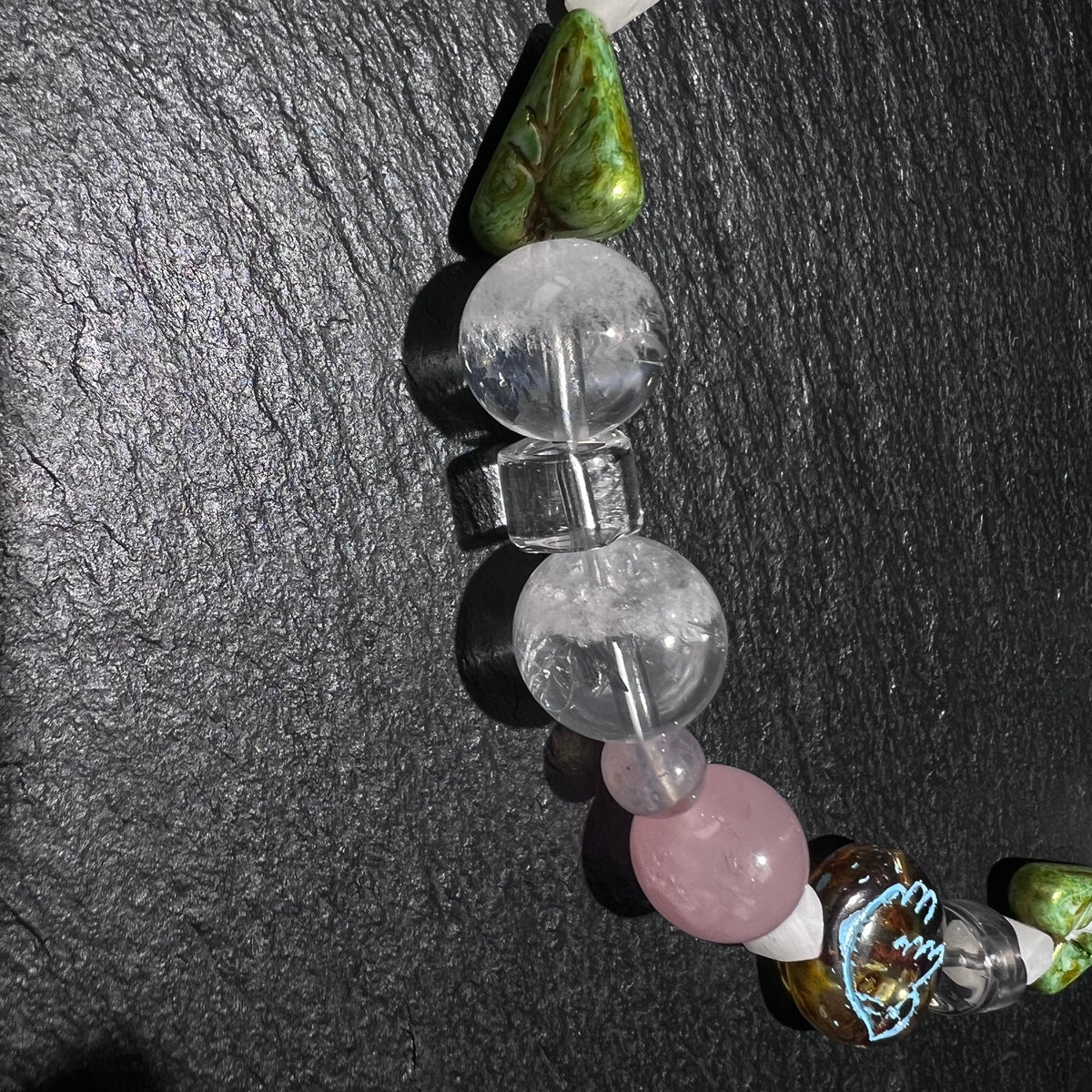 Phantom & Rose Quartz Pet Collar – worn and styled