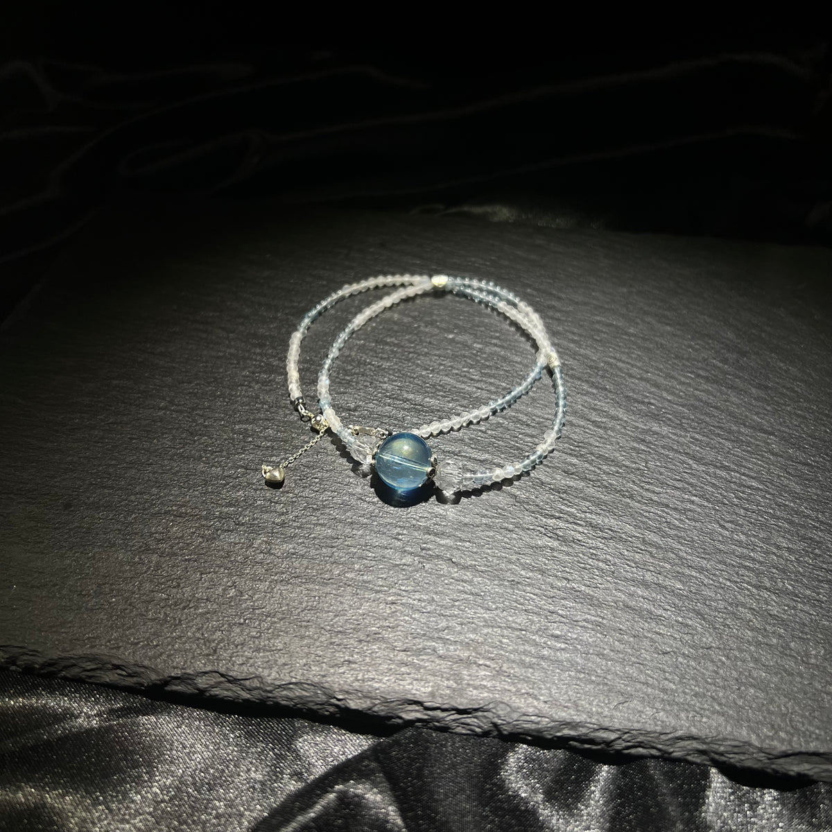 Aquamarine & Moonstone Crystal Necklace – Sterling Silver
