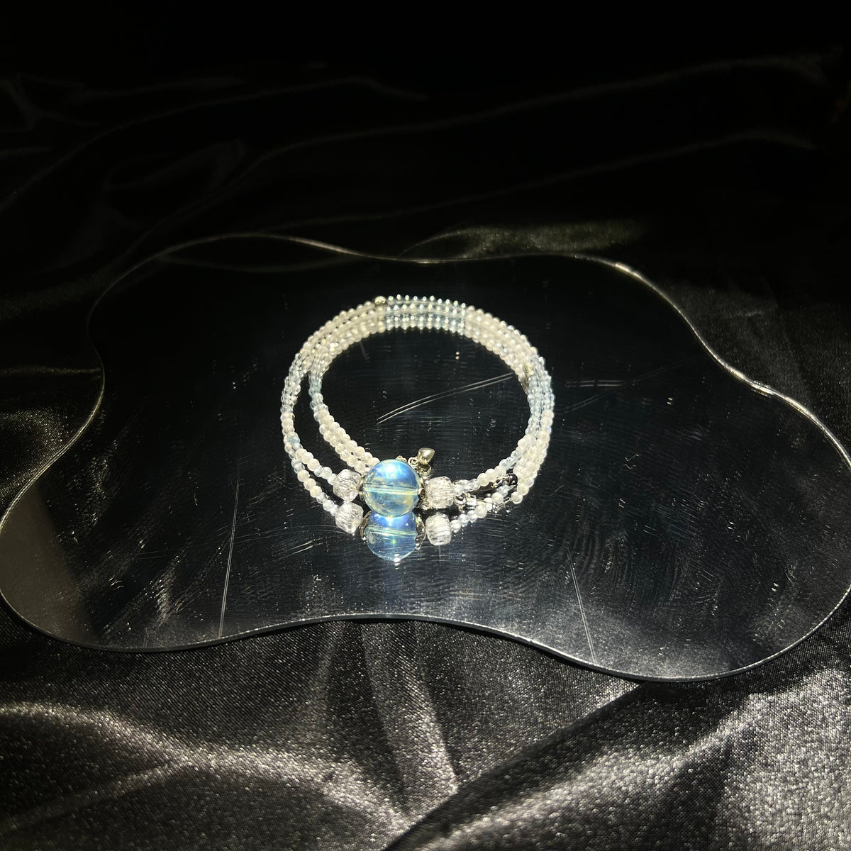 Aquamarine & Moonstone Crystal Necklace – Sterling Silver